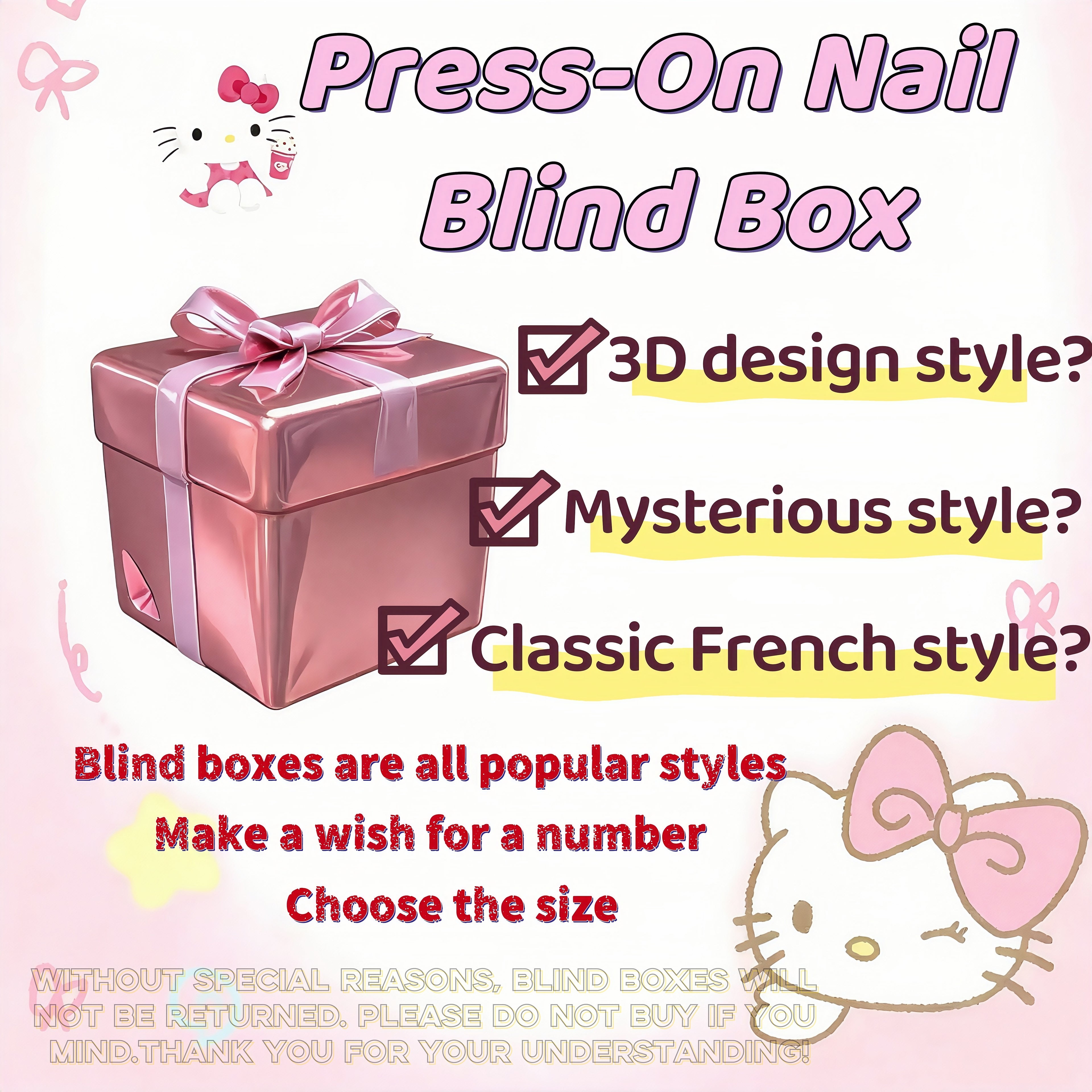 Pressed-on Nail Blind Box,wish number and size(three size)